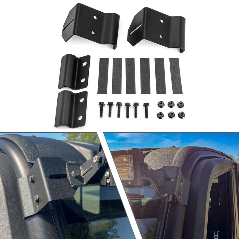 Wsays No Need Drilling 50 inch Curved Straight LED Light Bar Upper Windshield Pro-fit Cage Mounting Brackets Compatible with Polaris Ranger 570 900 1000 - Image 4